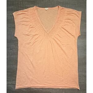 J.Crew Women’s 100% Cotton Ruffled and Beaded V-Neck Collar, Peach, Size M